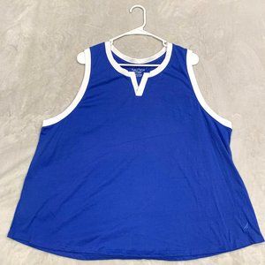 Plus Sized Women's Nautica XXL Blue and White Sleeveless Tank Top